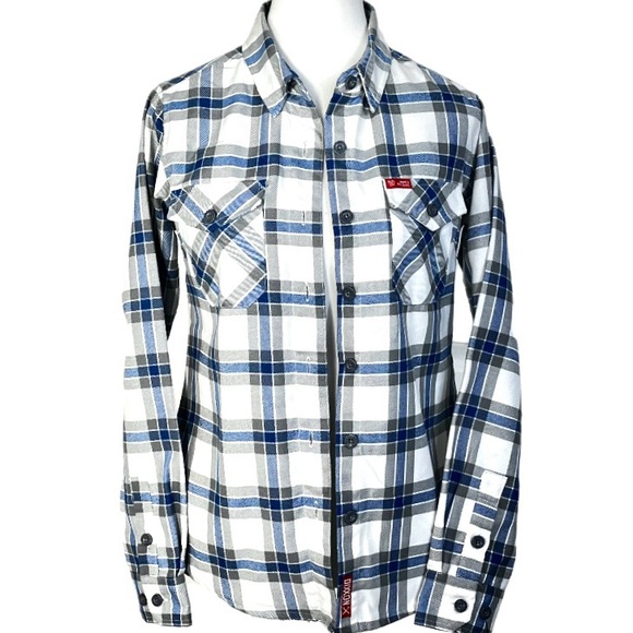 DIXXON Tops - DIXXON Women’s ADAM’S POLISHES RINSER Plaid Flannel Shirt Limited Edition Size S